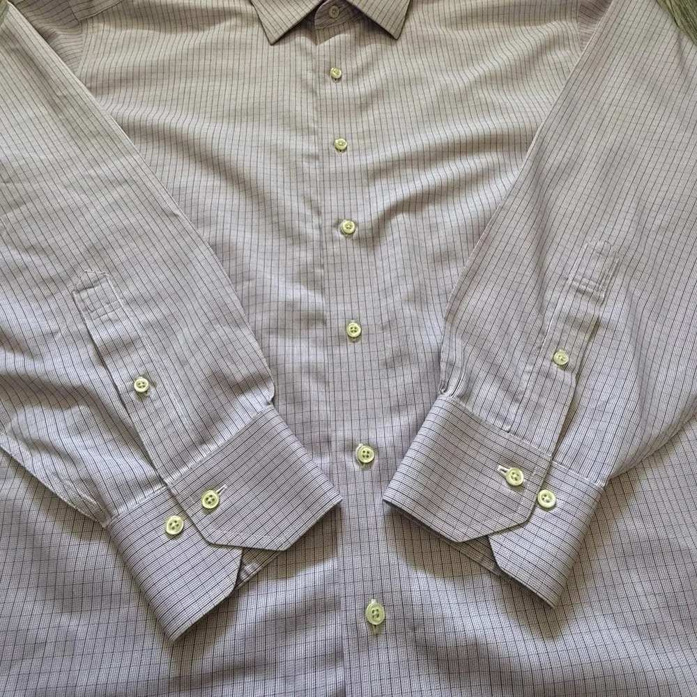 Brooks Brothers Men's Regular Fit Non-Iron Button-Up Shirt 17-4/5 Lavender Plaid